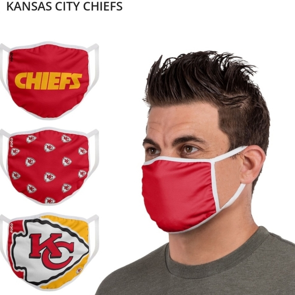 Foco Kansas City Chiefs Masks 3 pk unisex - Picture 2 of 5